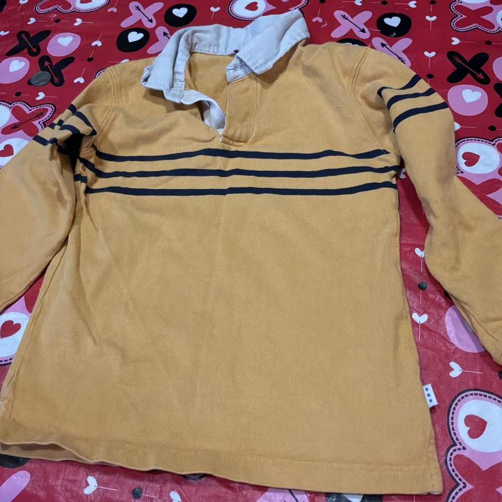 Covington Boys‎ 5t Long Sleeve Polo Shirt Yellow Blue Preppy 100% Cotton